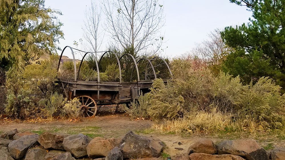 Oregon Trail wagon at Deschutes State Park. Photo by Ben Asmus.