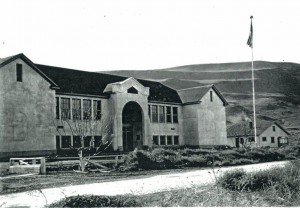 The new Rufus School and Teacherage in Rufus, Oregon. C. 1930.