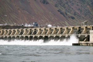 The John Day Dam on the Columbia River at Rufus, Oregon.