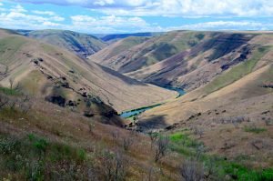 The Deschutes River in a canyon from Gordon Ridge Road in Sherman County, Oregon.