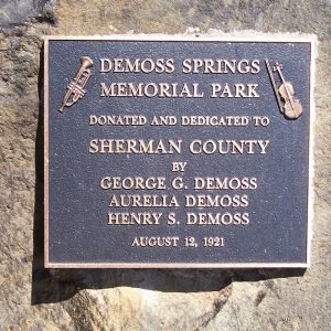 Photo of dedication plaque for DeMoss Springs Park