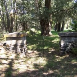 Photo of gateway structures at DeMoss Springs Park