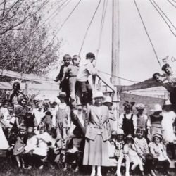 Historic photo of the DeMoss Park merry-go-round. DeMoss Park, Sherman County Oregon.