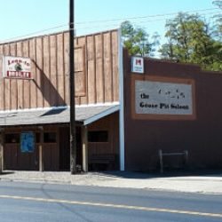 Photo of Wasco's Goose Pit Saloon singage.